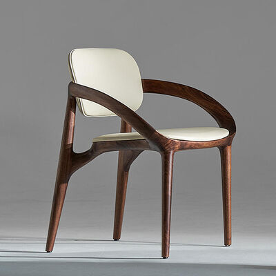 Office Building Solid Wood Dining Chair Highlighting Classic Designer Style and Genuine North American Black Walnut Wood