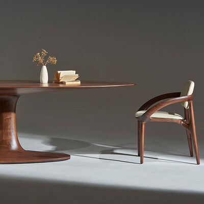 Office Building Solid Wood Dining Chair Highlighting Classic Designer Style and Genuine North American Black Walnut Wood