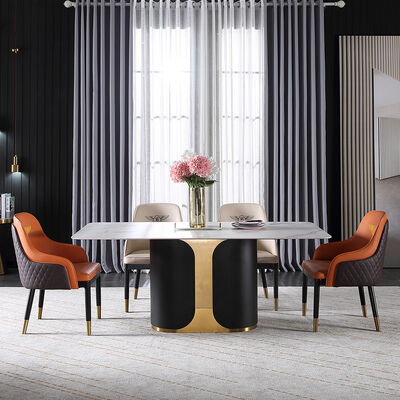Synthetic Leather Optional Dining Room Chair with Durable Solid Wood Leg and Stainless Steel Frame Nordic Luxury Design