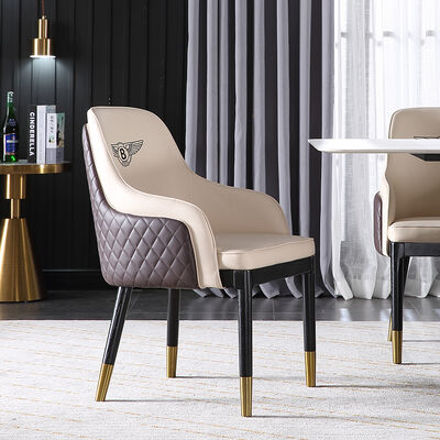 Synthetic Leather Optional Dining Room Chair with Durable Solid Wood Leg and Stainless Steel Frame Nordic Luxury Design