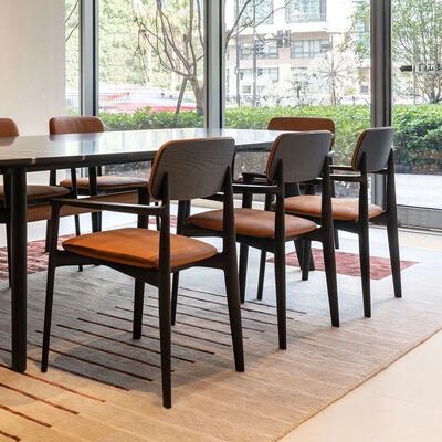 Synthetic Leather Dining Chair Solid Wood Mexican Style Luxury Hotel Dining Room Nordic Restaurant Chairs Leather Set Six