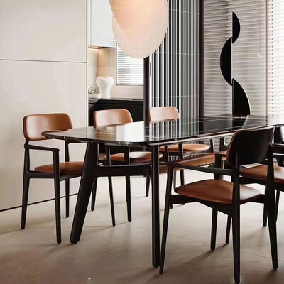 Synthetic Leather Dining Chair Solid Wood Mexican Style Luxury Hotel Dining Room Nordic Restaurant Chairs Leather Set Six