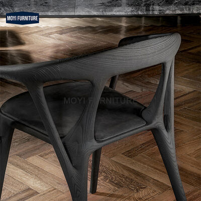 Mail Packing Custom Nordic Hotel Furniture Leather Fabric Seats Designer Modern Luxury Black Solid Wooden Dining Room Armrests Dining Chairs