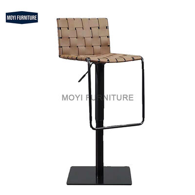Durable Commercial Furniture Saddle Leather Bar Stool Modern Simple Style Leisure Chair Stainless Steel Frame Restaurant