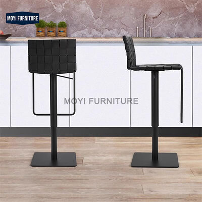 Durable Commercial Furniture Saddle Leather Bar Stool Modern Simple Style Leisure Chair Stainless Steel Frame Restaurant