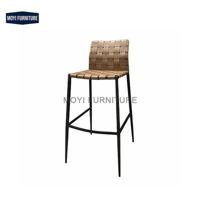 Durable MOYI Nordic Design Stainless Steel Bar Chair High Backrest Woven Rope Dining Chair Modern Style Home Furniture