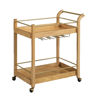 Multi Functional Modern Iron and Wood Trolley Featuring Finest Wooden Cart Wheels Suitable Hotels Bars