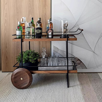 Hotel Furniture MOYI Designer Serving Cart Bar Table Wooden Sydney Trolley Outdoor Serving Bar Service Cart Mail Packing Y