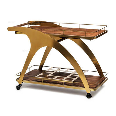 Metal and Wood Hotel Furniture Serving Trolley Metal Serving Trolley Customized Size Food Serving for Hotel Usage