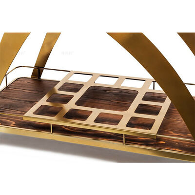 Metal and Wood Hotel Furniture Serving Trolley Metal Serving Trolley Customized Size Food Serving for Hotel Usage