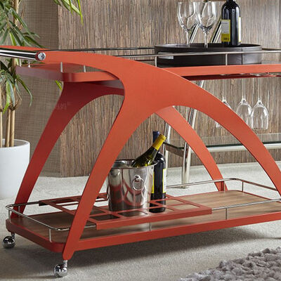 Metal and Wood Hotel Furniture Serving Trolley Metal Serving Trolley Customized Size Food Serving for Hotel Usage