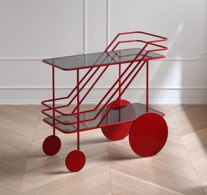 Hotel Function Luxury Nordic Metal Kitchen Rack Acrylic French Drinks Cart Gold Colour Stainless Steel Tea Coffee Serving Trolley