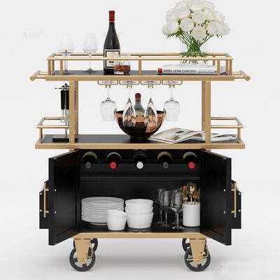 Standard Size Customized Wood Trolley with Wheels Used in Hotel Restaurant Banquet Wedding Party Settings