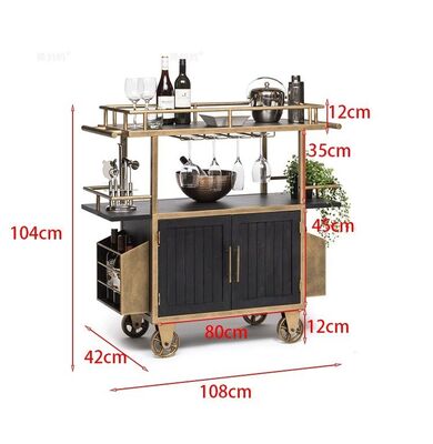 Standard Size Customized Wood Trolley with Wheels Used in Hotel Restaurant Banquet Wedding Party Settings