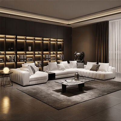 OEM Accepted Customized Size Luxury Italian Design Modern L Shape Sectional Couch Set Living Room Sofas