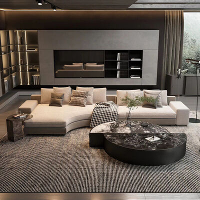 Fabric Modern MOYI Long Sectional Couch Light Gray L Shape Sofas Set Italian Sofas Minimalist Style for Home Luxury
