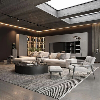 Fabric Modern MOYI Long Sectional Couch Light Gray L Shape Sofas Set Italian Sofas Minimalist Style for Home Luxury