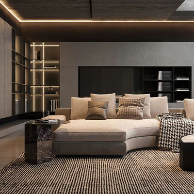 Fabric Modern MOYI Long Sectional Couch Light Gray L Shape Sofas Set Italian Sofas Minimalist Style for Home Luxury