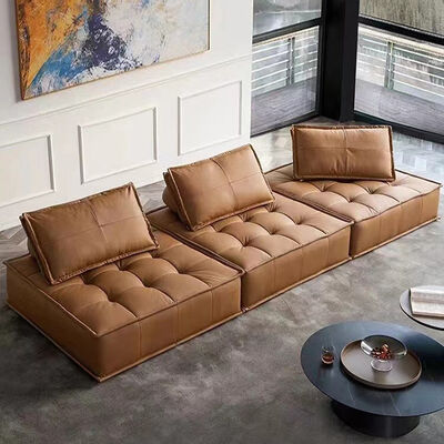 Tufted Modular Sofa Nordic Minimalist Design Lamb Wool Leisure Sofa Floor Chair Wood Legs Apartment Living Room Sofa