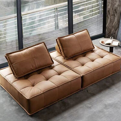 Tufted Modular Sofa Nordic Minimalist Design Lamb Wool Leisure Sofa Floor Chair Wood Legs Apartment Living Room Sofa