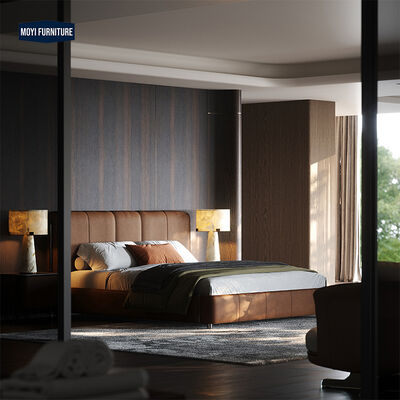 OEM Accepted Modern King Size Bed Frame Upholstered Wooden Queen Double Bed Frame for Hotel Bedroom