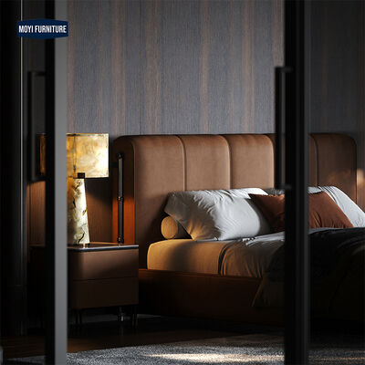OEM Accepted Modern King Size Bed Frame Upholstered Wooden Queen Double Bed Frame for Hotel Bedroom