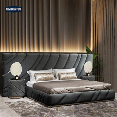 Velvet Upholstery Material King Size Bed Frame Modern Double Bedroom Luxury Bed Set Customize Size
