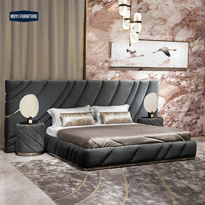 Velvet Upholstery Material King Size Bed Frame Modern Double Bedroom Luxury Bed Set Customize Size