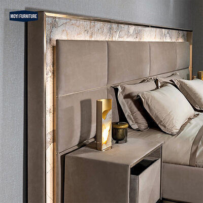 Metal Frame Comfortable Leather Bed King Size Set Modern Kingsize Double Design Furniture Italian Luxury Queen Dimensions