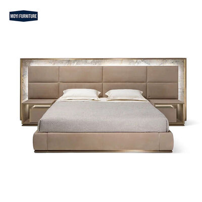 Metal Frame Comfortable Leather Bed King Size Set Modern Kingsize Double Design Furniture Italian Luxury Queen Dimensions