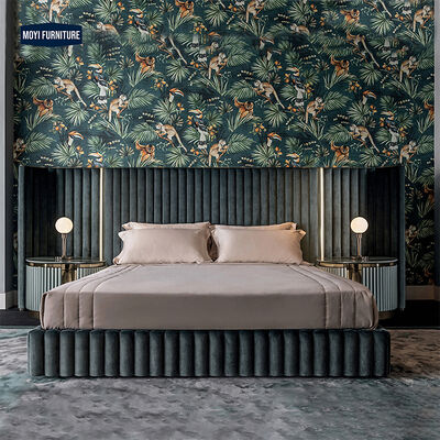 Synthetic Leather Upholstered King Size Bed Frame Melamine Panel Modern Italian Luxury Style Design Luxury Modern Style