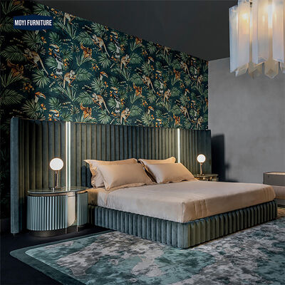 Synthetic Leather Upholstered King Size Bed Frame Melamine Panel Modern Italian Luxury Style Design Luxury Modern Style