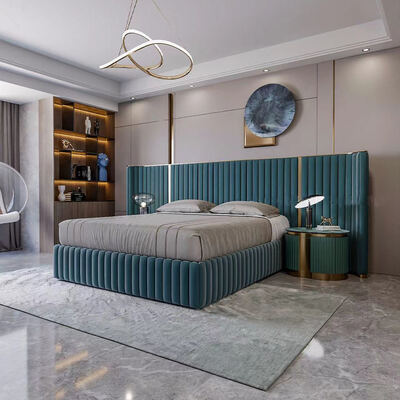 Synthetic Leather Upholstered King Size Bed Frame Melamine Panel Modern Italian Luxury Style Design Luxury Modern Style