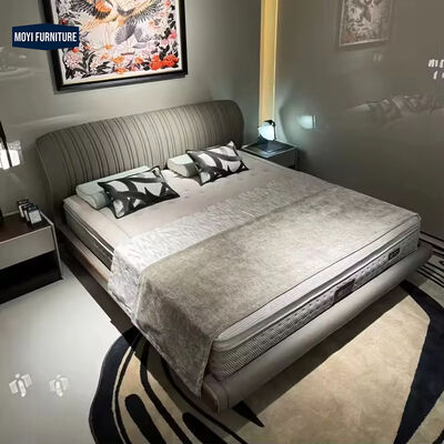 Microfiber Upholstered Double Italian Bed King Size Luxury Modern Frame Design Furniture Queen Size Bed Bedroom Interior