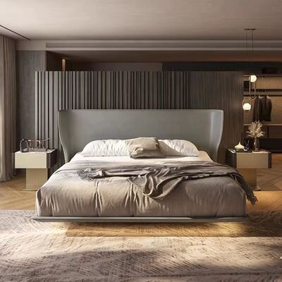 Leather Upholstered Customized Color Modern Californian King Wood White Frame Queen Single Bed All in One