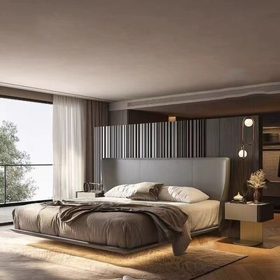 Leather Upholstered Customized Color Modern Californian King Wood White Frame Queen Single Bed All in One