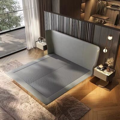 Leather Upholstered Customized Color Modern Californian King Wood White Frame Queen Single Bed All in One