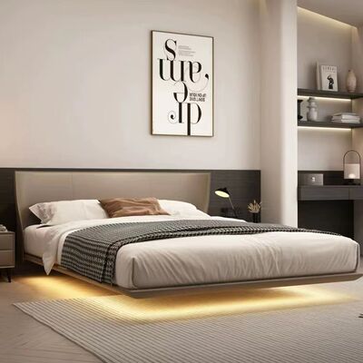 Leather Upholstered Customized Color Modern Californian King Wood White Frame Queen Single Bed All in One