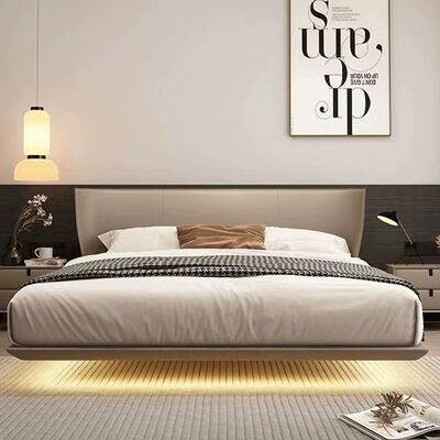 Leather Upholstered Customized Color Modern Californian King Wood White Frame Queen Single Bed All in One