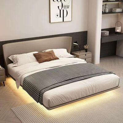 Leather Upholstered Customized Color Modern Californian King Wood White Frame Queen Single Bed All in One
