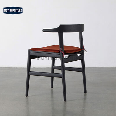 Wooden Foam Fabric Modern Dinner Chair Carbonized Black Horn Solid Wood Leisure Dining Chair Comfortable Design