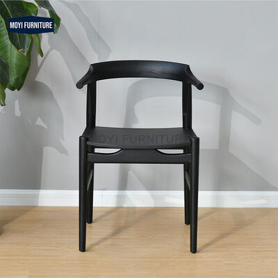 Wooden Foam Fabric Modern Dinner Chair Carbonized Black Horn Solid Wood Leisure Dining Chair Comfortable Design