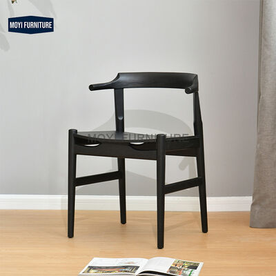 Wooden Foam Fabric Modern Dinner Chair Carbonized Black Horn Solid Wood Leisure Dining Chair Comfortable Design