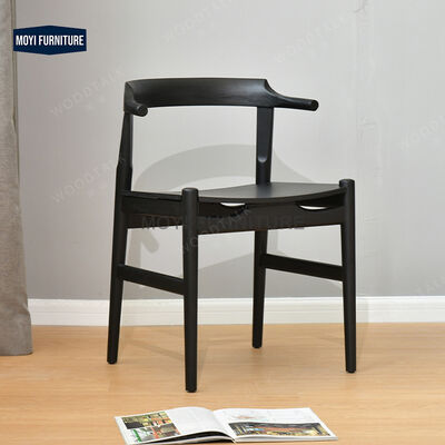 Wooden Foam Fabric Modern Dinner Chair Carbonized Black Horn Solid Wood Leisure Dining Chair Comfortable Design