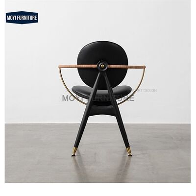 Leather Upholstery Italian Designer Dining Chair Wabi Sabi Style Minimalist Solid Wood Chair Backrest Wooden Chair Custom