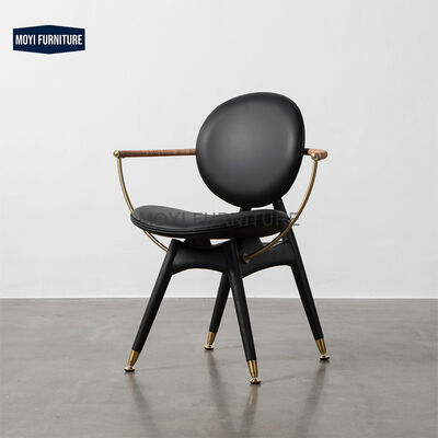 Leather Upholstery Italian Designer Dining Chair Wabi Sabi Style Minimalist Solid Wood Chair Backrest Wooden Chair Custom