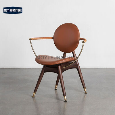 Leather Upholstery Italian Designer Dining Chair Wabi Sabi Style Minimalist Solid Wood Chair Backrest Wooden Chair Custom