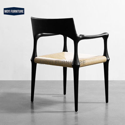 Modern Solid Wood Retro Dining Chair Creative Leisure Designer Rattan Black Relax Conference Armchair Comfortable Design