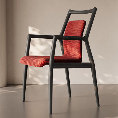 Metal Foam Fabric Dining Chair Featuring Solid Wood Furniture Frames Bent Plywood for Comfortable Seating and Home Decor