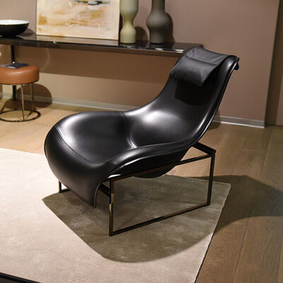 Synthetic Leather Office Building Lounge Chair Nordic Designer Glass Steel Duck Tongue Reception Art Creative Sofa Chair